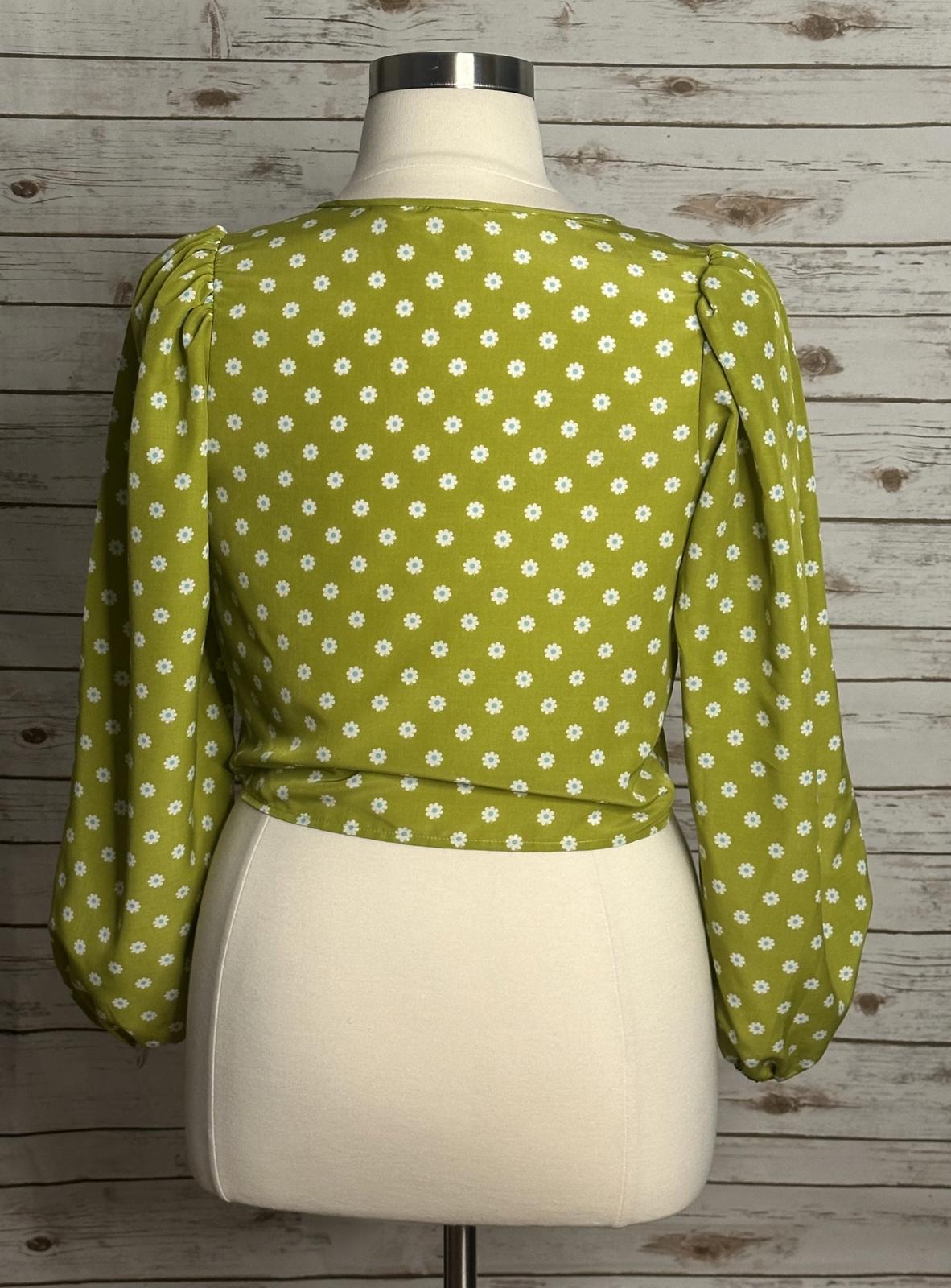 Levi's Y2K 90's Embry lime green daisy tie-front blouse Size Large