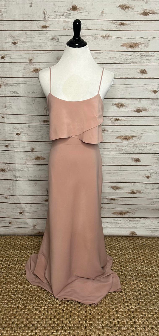 Jenny Yoo buff 'Blake' spaghetti strap flutter top formal evening dress Size 4