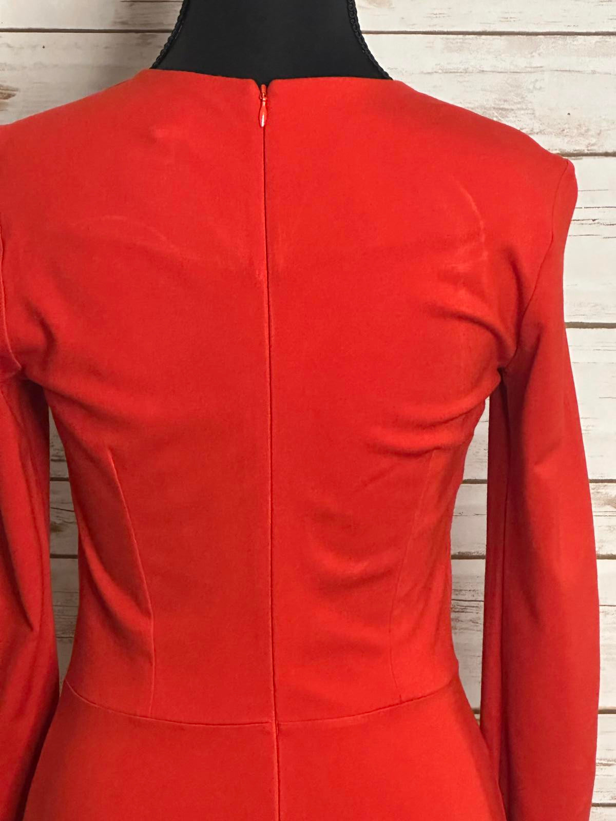 LK Bennett classic business casual Tomato Red Dr Case fit and flare dress Size 2