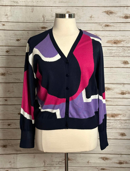 Chico's multicolored intarsia knit button front cardigan sweater Size 3/XL