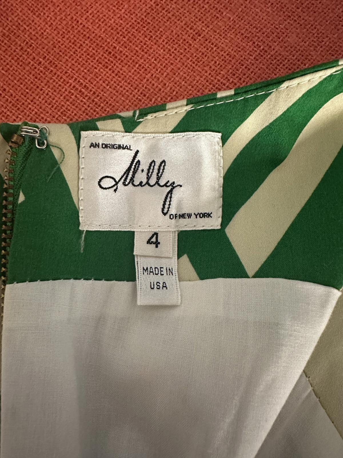 Milly green/white cotton officecore sheath dress Size 4