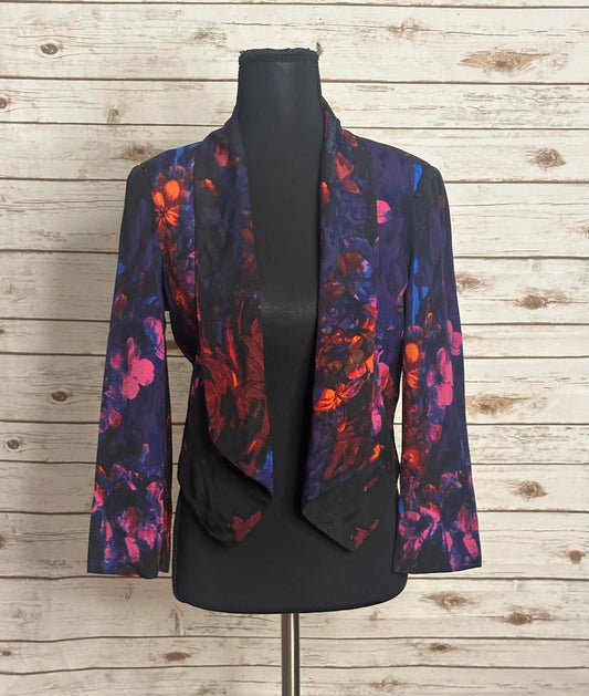 bebe office siren multicolored floral shawl collar open jacket Size XS