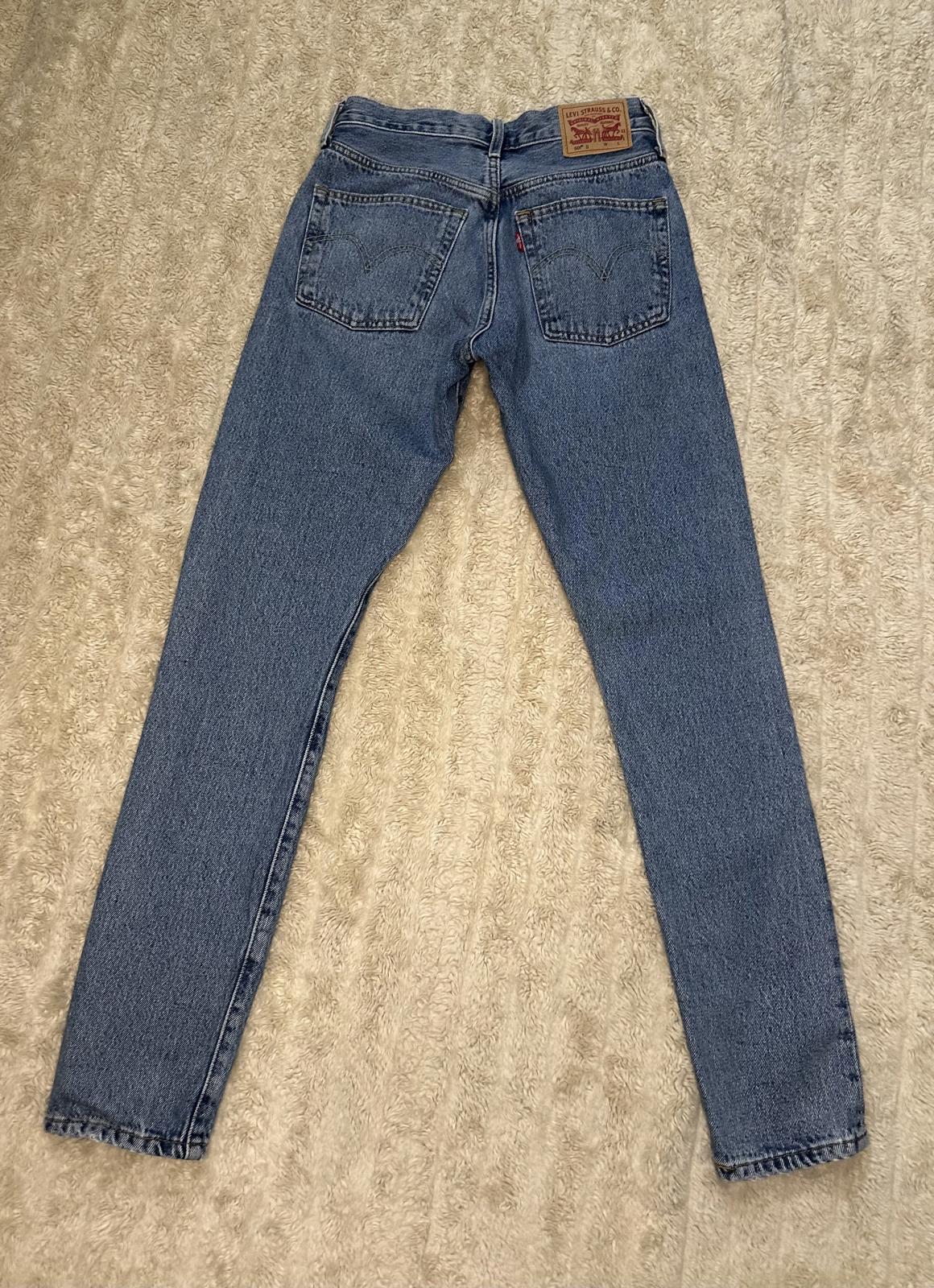 Levi's 501S Skinny distressed medium wash button-fly denim jeans Size 24x30