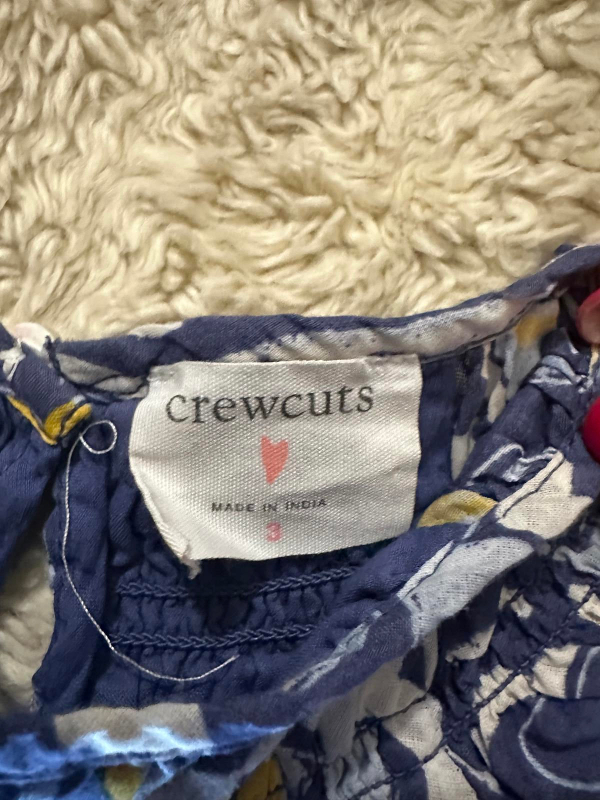 J.Crew/Crewcuts royal blue floral smocked flutter sleeve dress Size 3/3T