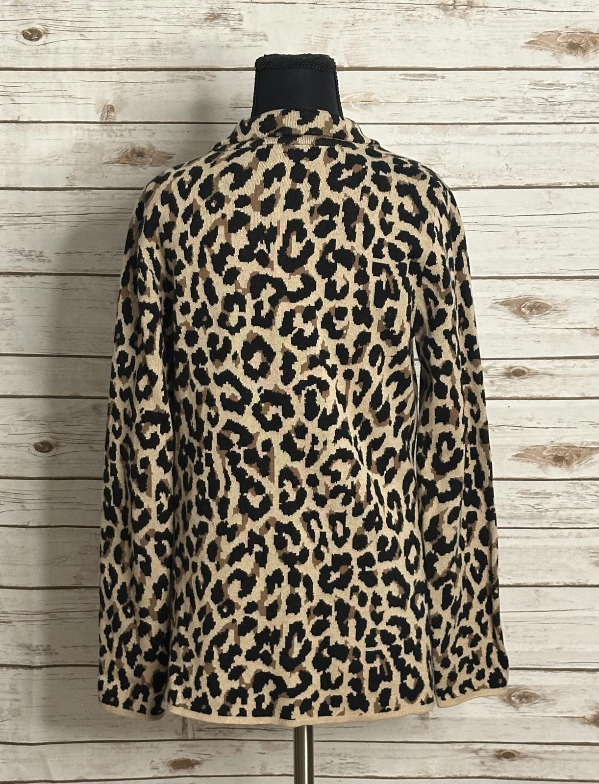 J.Crew mob wife business casual cotton leopard sweater blazer Size Small