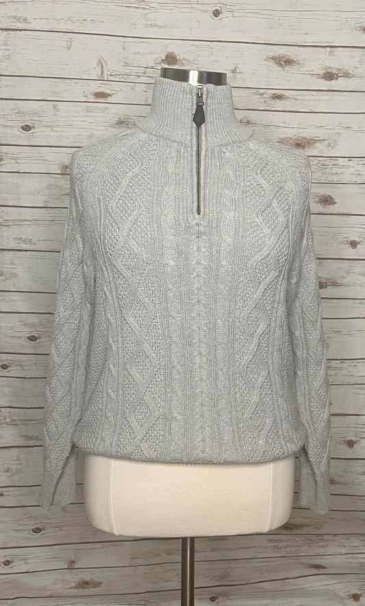 BKE classic gray 1/4 zip mock neck cable knit sweater Size Large