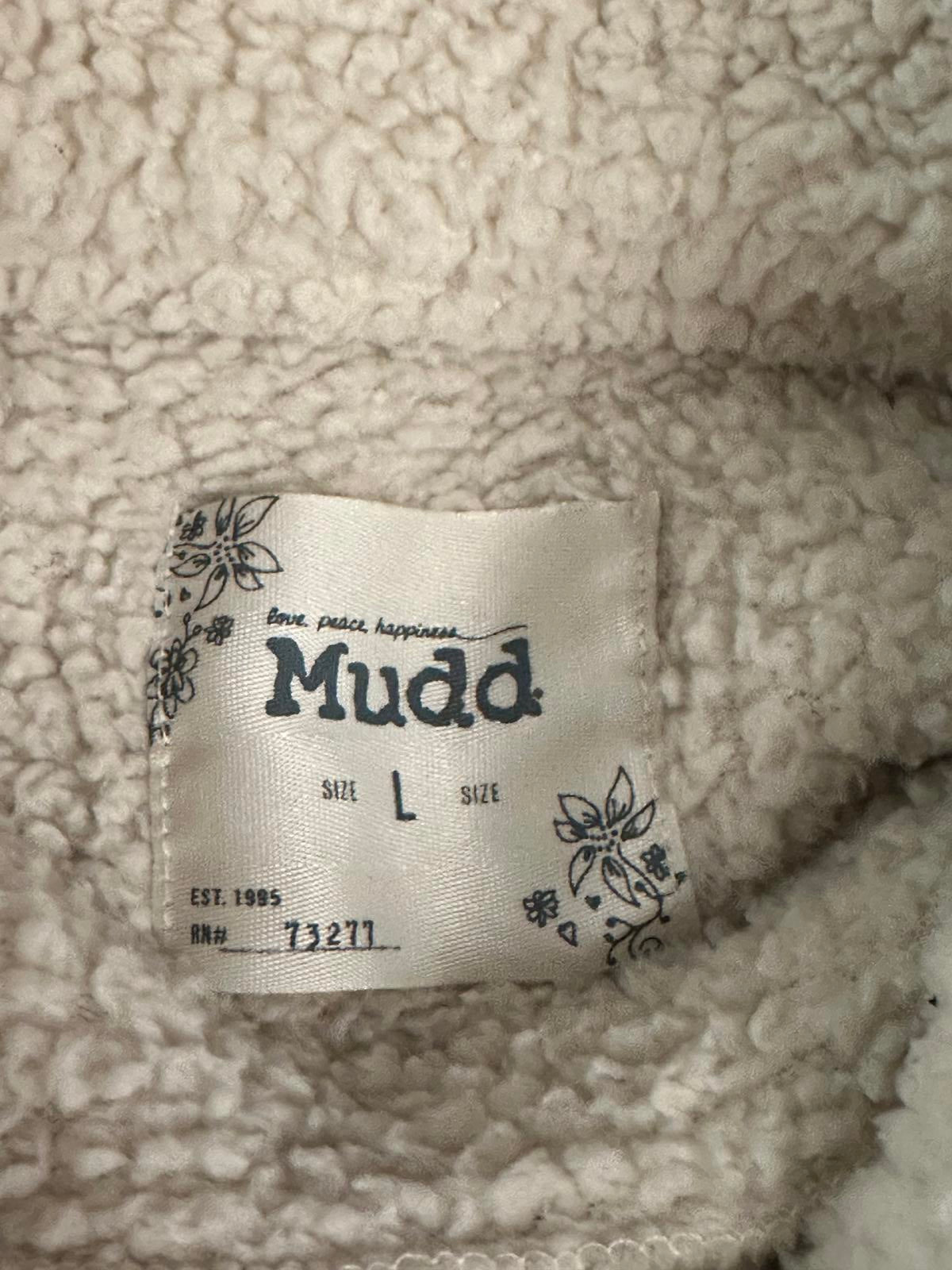 Mudd beige long sleeve sherpa/faux fur button-down trucker jacket Size Large