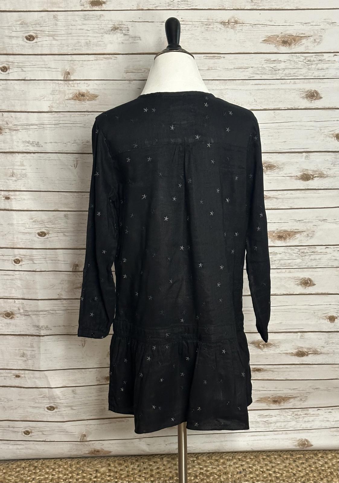 Rails 'Lydia' linen-blend embroidered drop waist ruffle hem mini dress Size XS