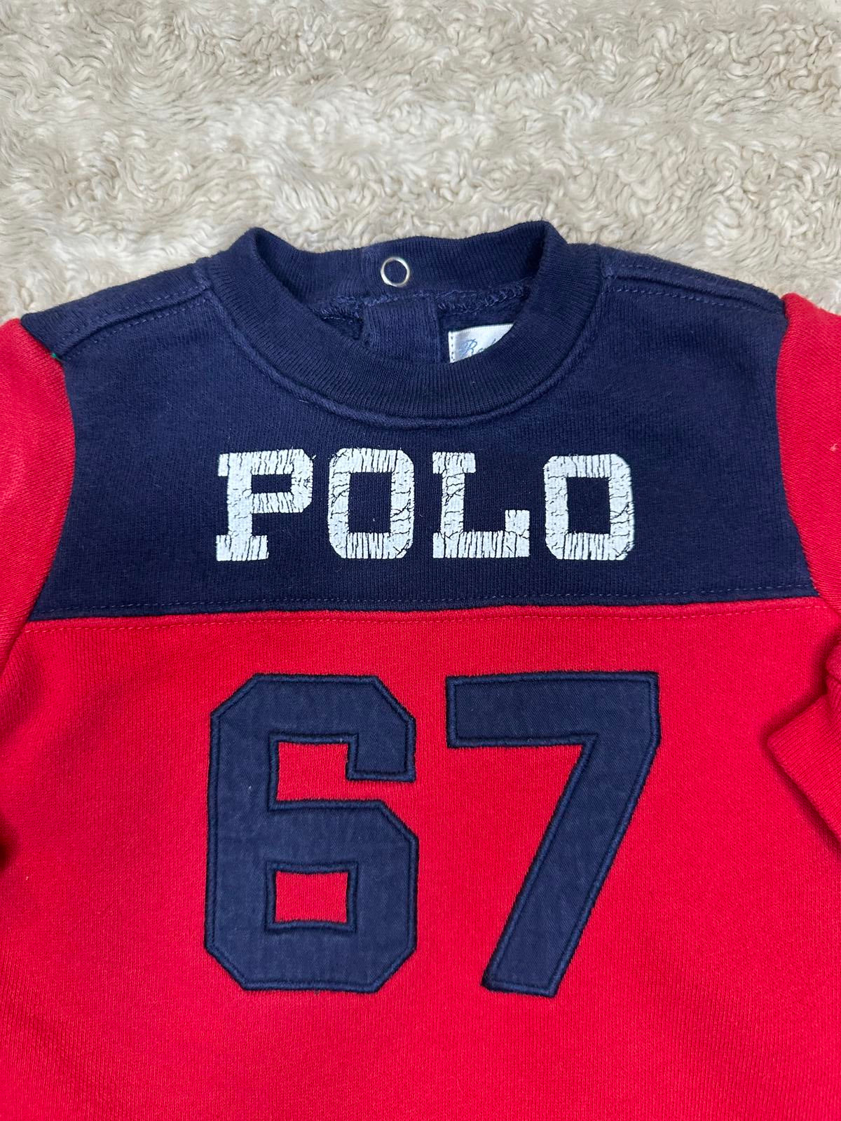 Ralph Lauren classic cotton red/navy blue colorblock one-piece Size 6M