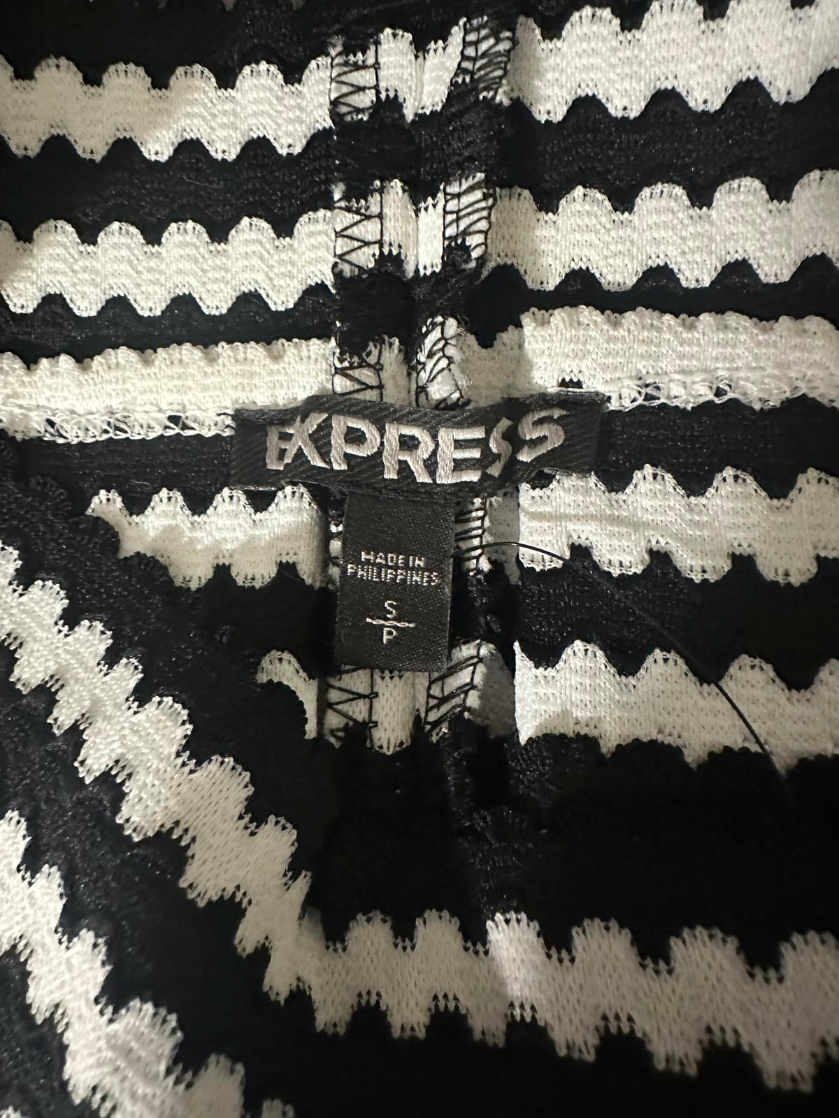 Express black and white rikrak striped pleated mini skater skirt Size Small