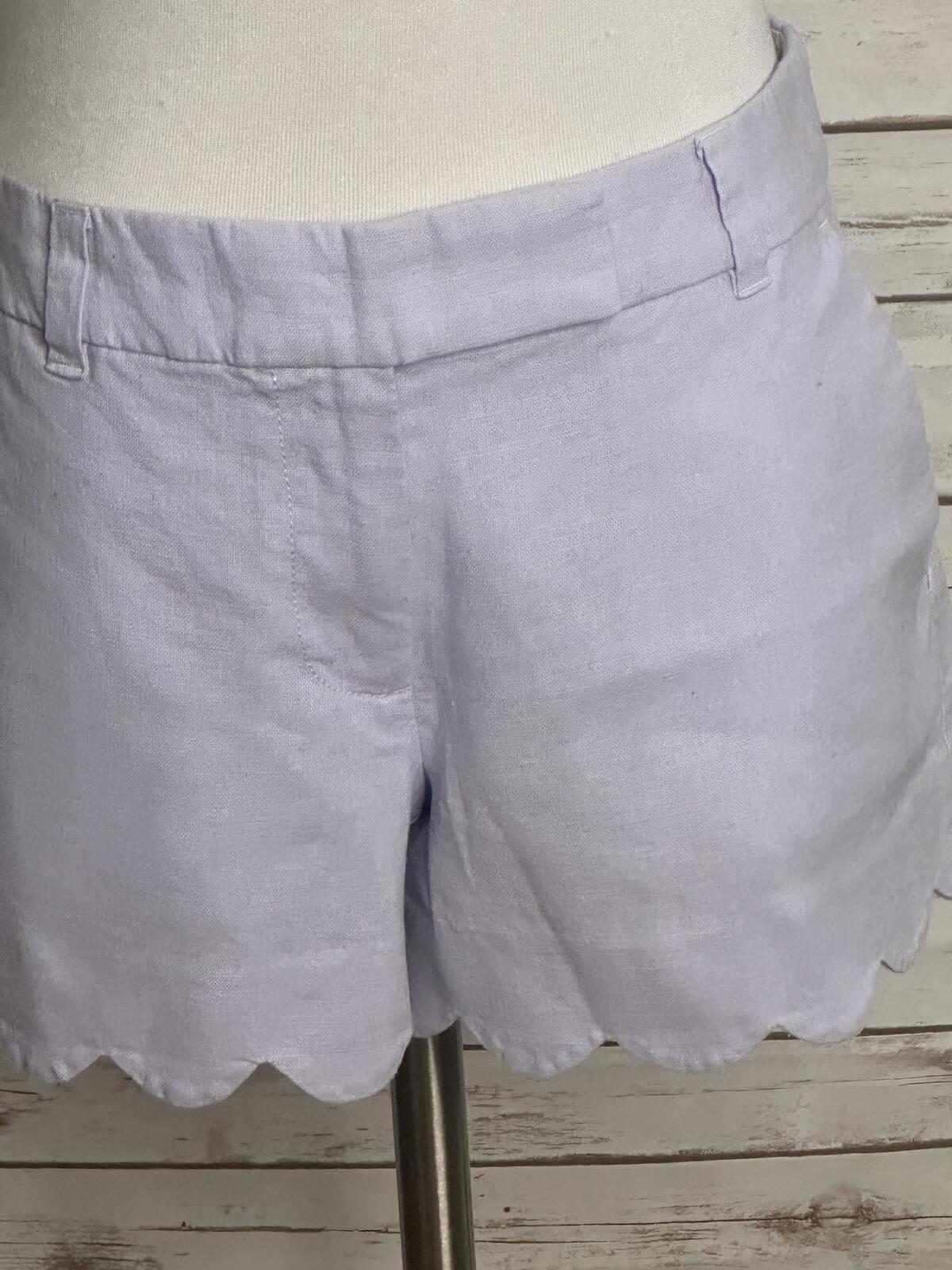 J.Crew lilac linen-cotton scalloped hem shorts Size 4 classic preppy tailored