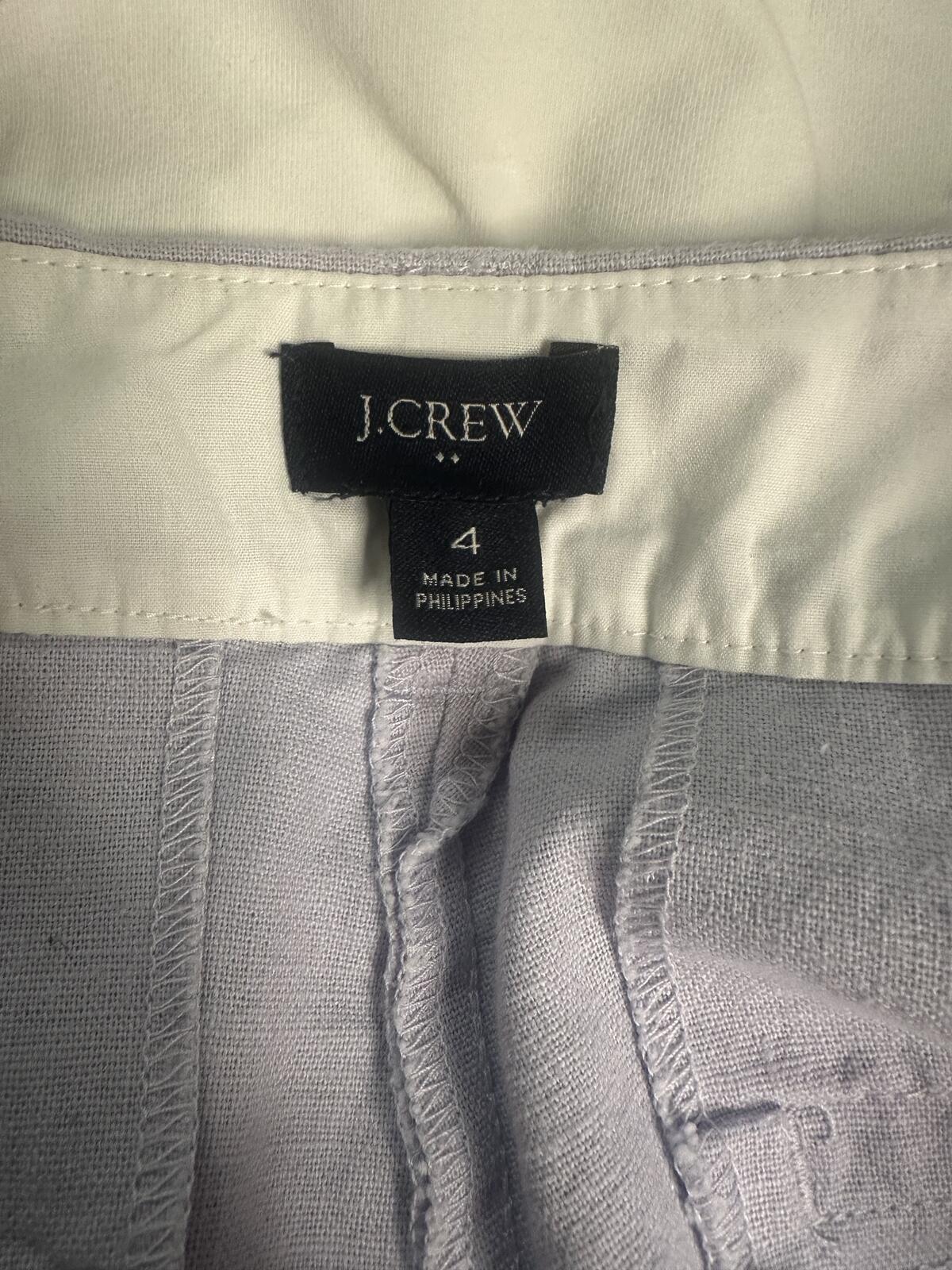 J.Crew lilac linen-cotton scalloped hem shorts Size 4 classic preppy tailored