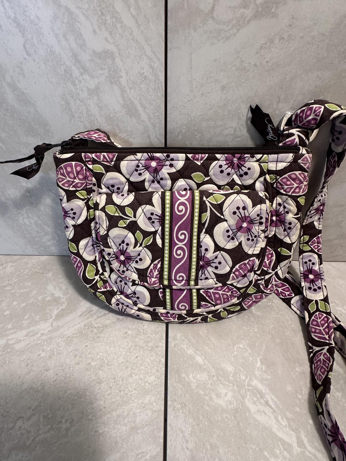 Vera Bradley retired Plum Petal quilted cotton small crossbody/hipster bag
