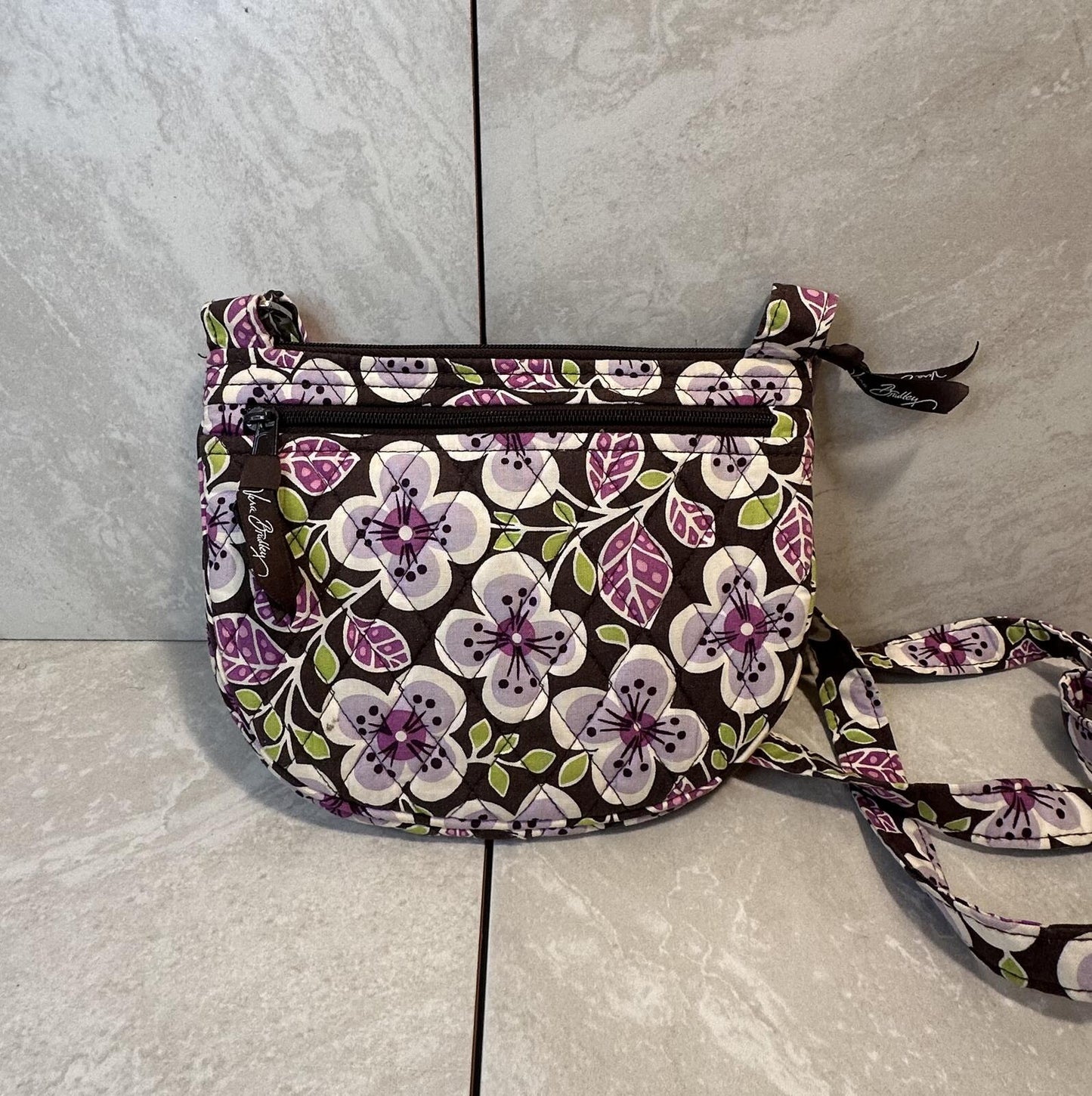 Vera Bradley retired Plum Petal quilted cotton small crossbody/hipster bag