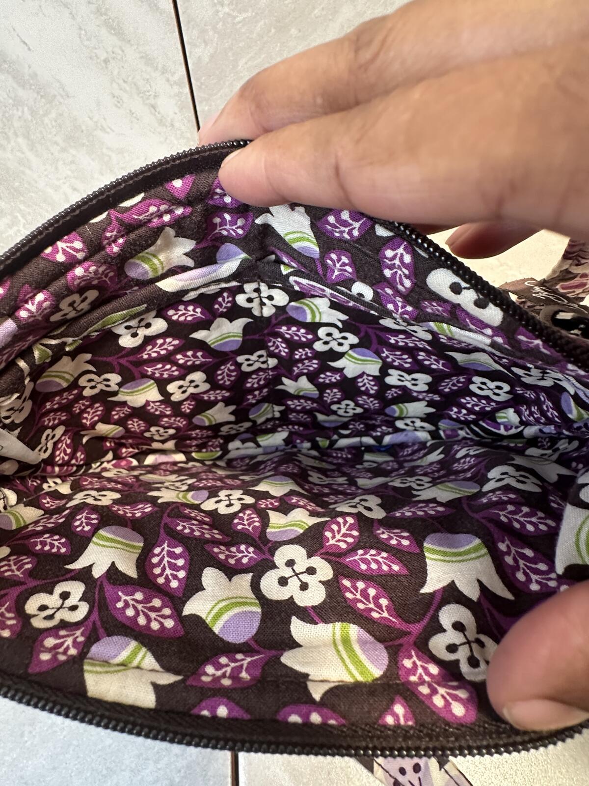 Vera Bradley retired Plum Petal quilted cotton small crossbody/hipster bag
