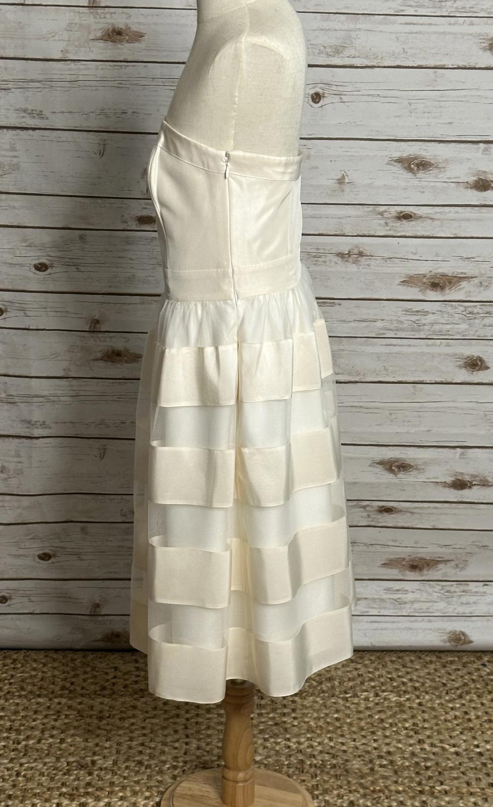 White House Black Market cream quiet luxury silk strapless cocktail dress Size 0