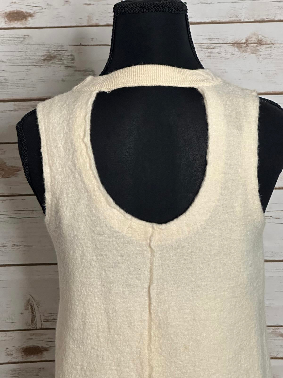 Anthropologie Knitted & Knotted cream wool sleeveless drop waist dress Small