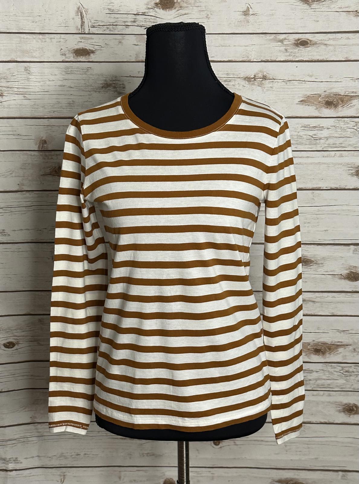 Madewell classic cotton tan/cream striped crew neck long sleeve t-shirt Size XS