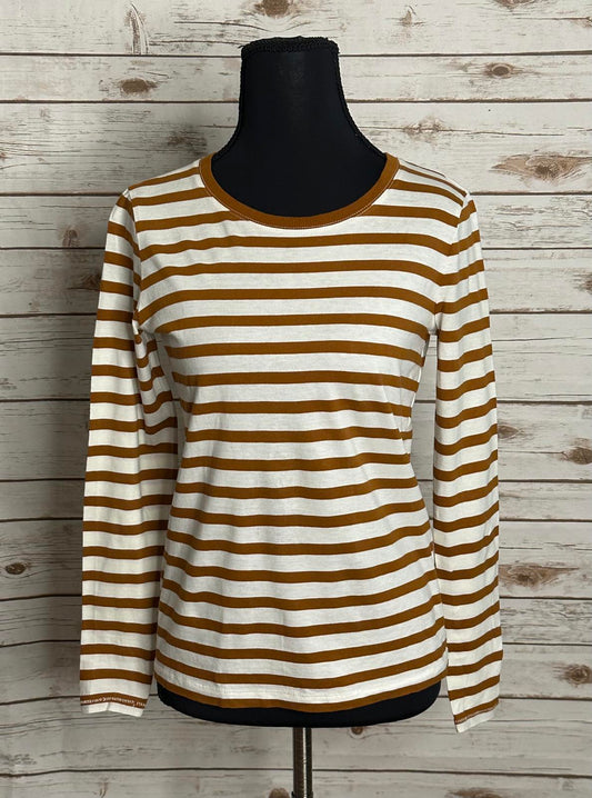 Madewell classic cotton tan/cream striped crew neck long sleeve t-shirt Size XS