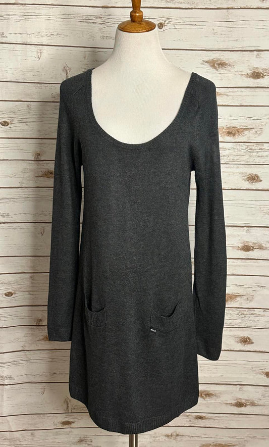 RVCA grey lagenlook scoop neck long sleeve pocket sweater dress/tunic Small