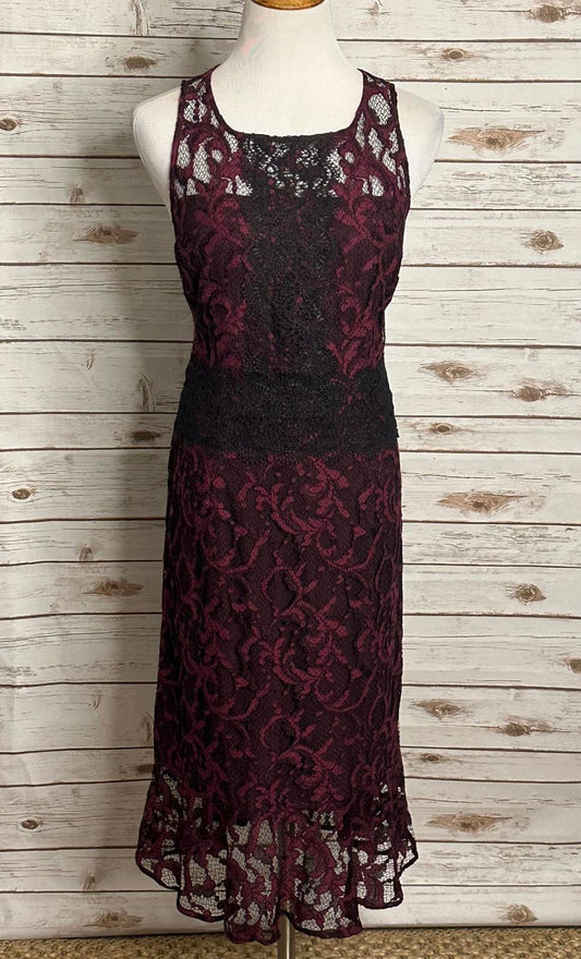 New York & Company purple/black lace overlay sleeveless sheath dress Size 10