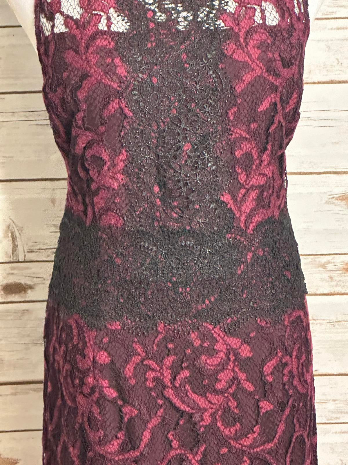 New York & Company purple/black lace overlay sleeveless sheath dress Size 10