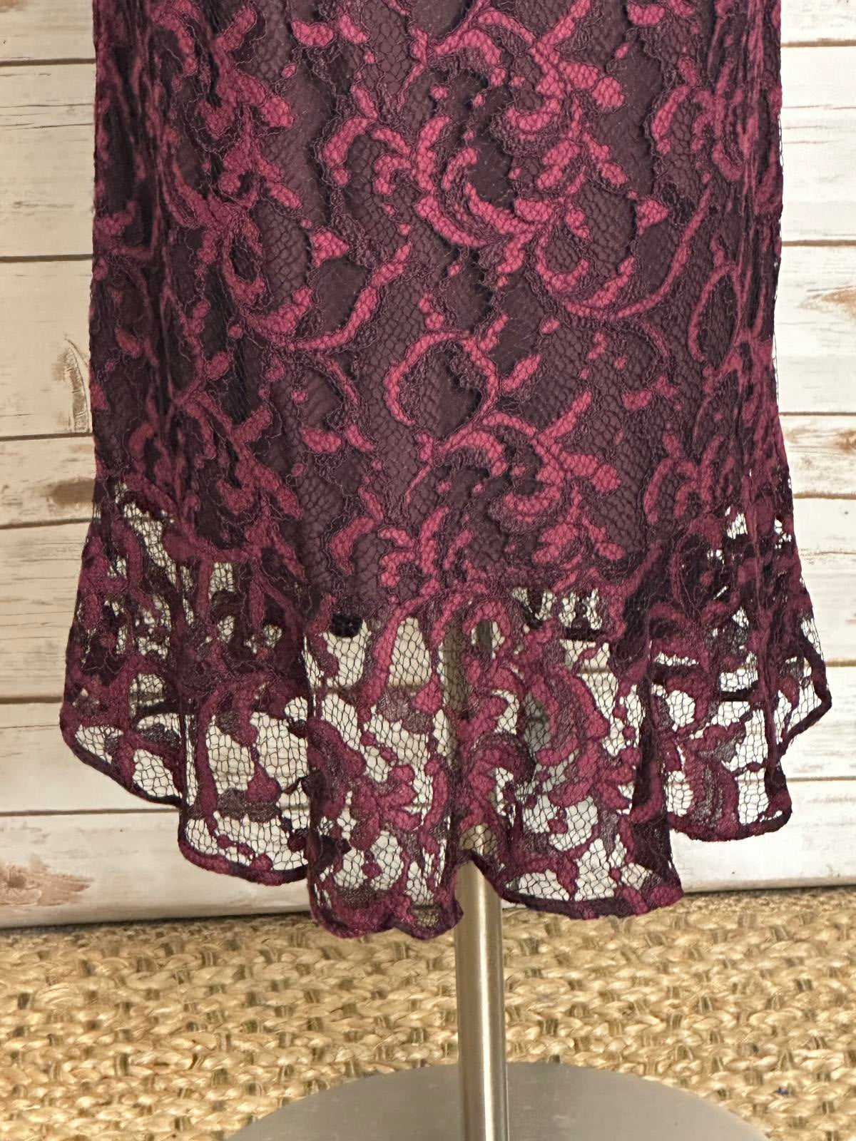 New York & Company purple/black lace overlay sleeveless sheath dress Size 10