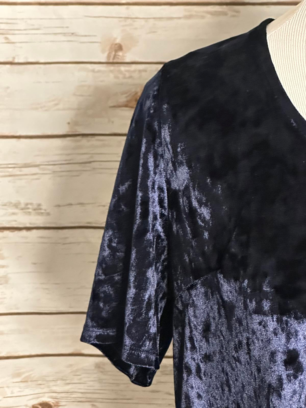Westport 1962 navy crushed velvet whimsigoth dark fairy swing/A-line dress Large