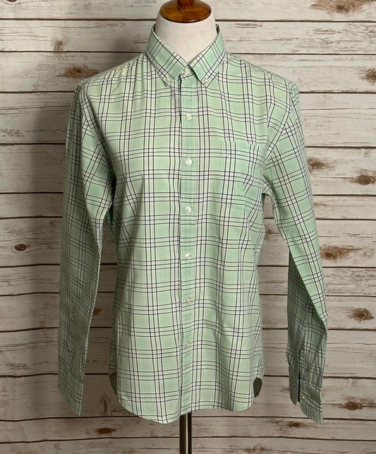 Bonobos Slim Fit classic cotton mint green/navy plaid button-down shirt Size Med