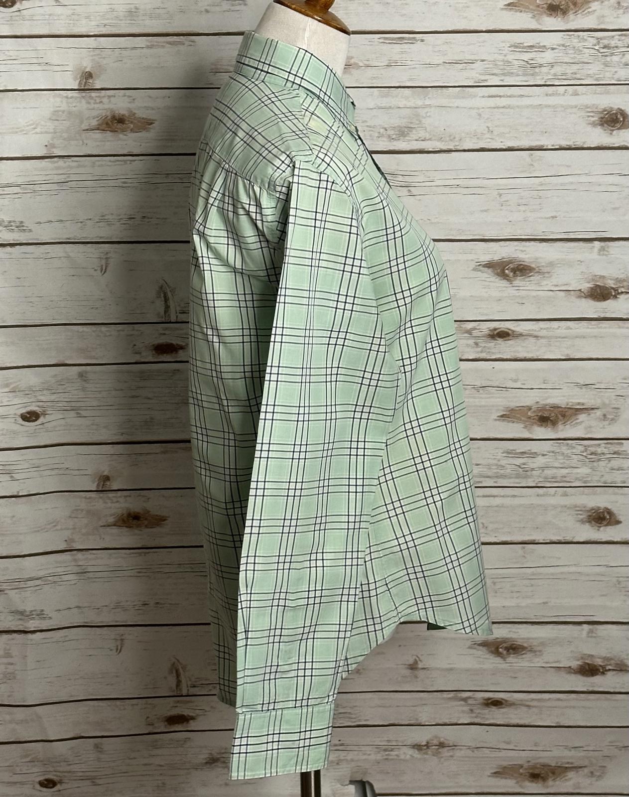 Bonobos Slim Fit classic cotton mint green/navy plaid button-down shirt Size Med