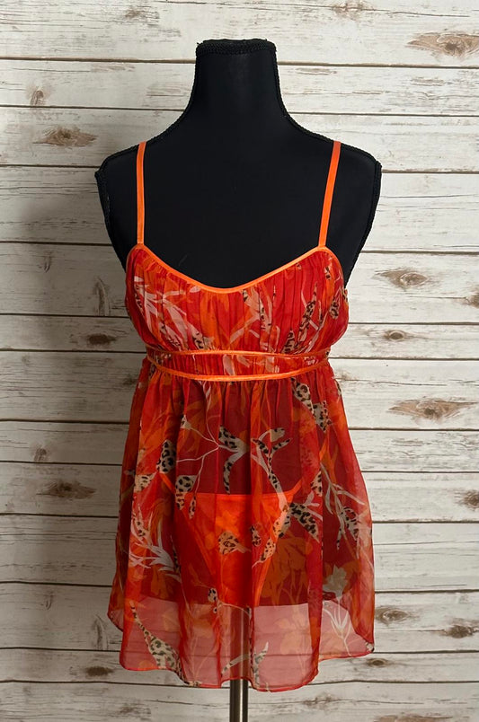 Victoria's Secret Very Sexy sheer chiffon babydoll floral/animal print set Size Small