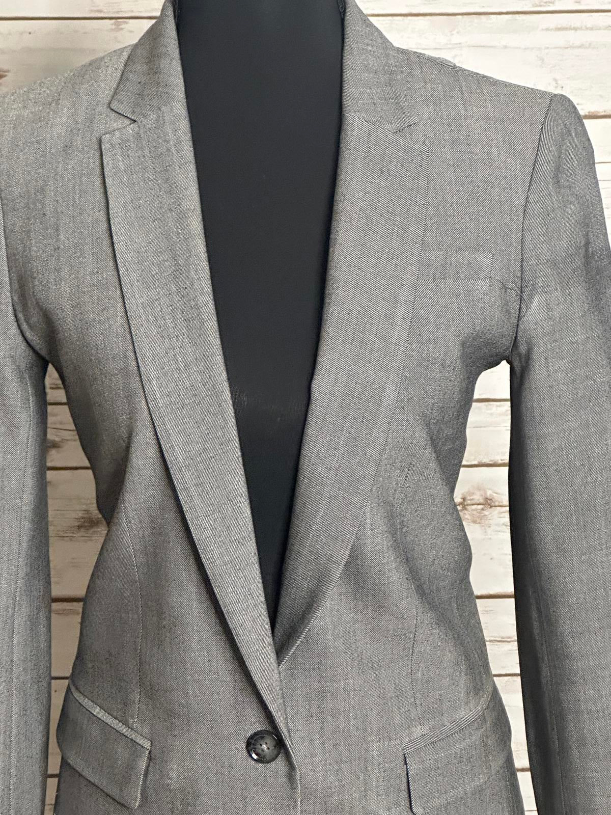 Banana Republic classic corpcore heather grey wool single-breasted blazer Size 0