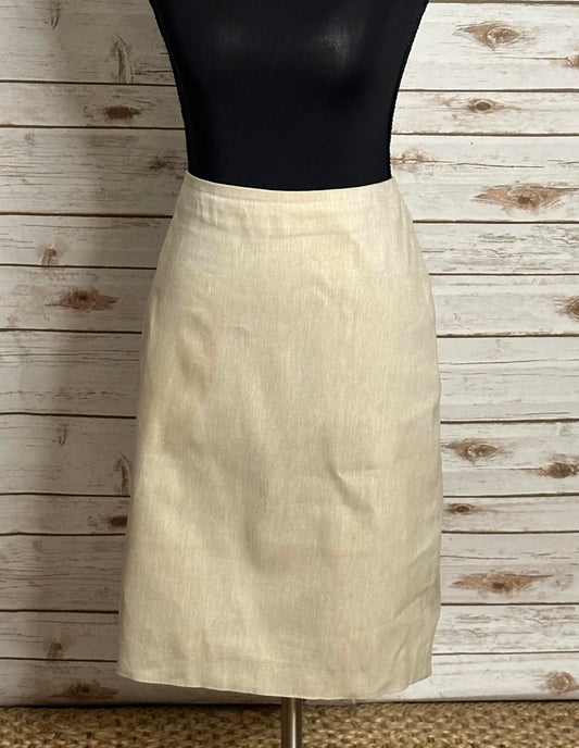 Ann Taylor classic tailored corpcore beige linen/cotton pencil skirt Size 4