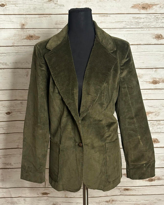 Vintage Unbranded dark academia olive/moss green corduroy blazer Size Medium