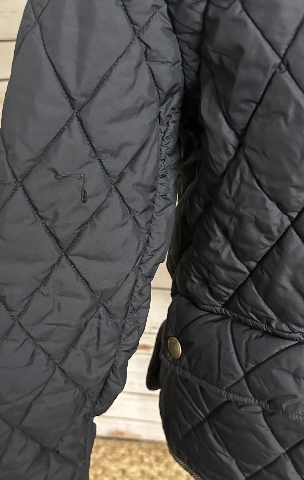 Polo Ralph Lauren black quilted barn snap front hooded jacket Size L (14-16)