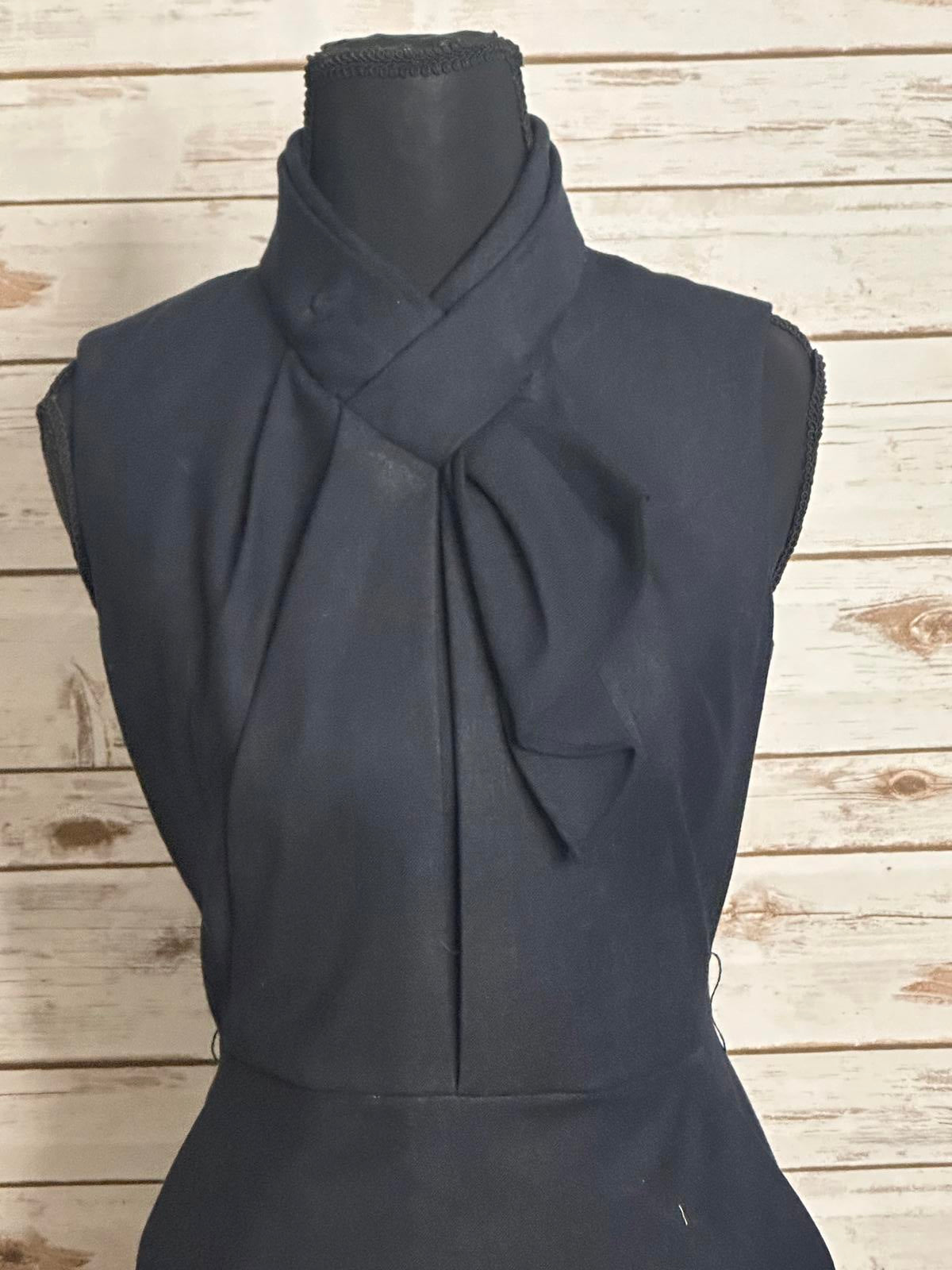 MM LaFleur classic black high neck tie/bow detail sleeveless sheath dress Size 2