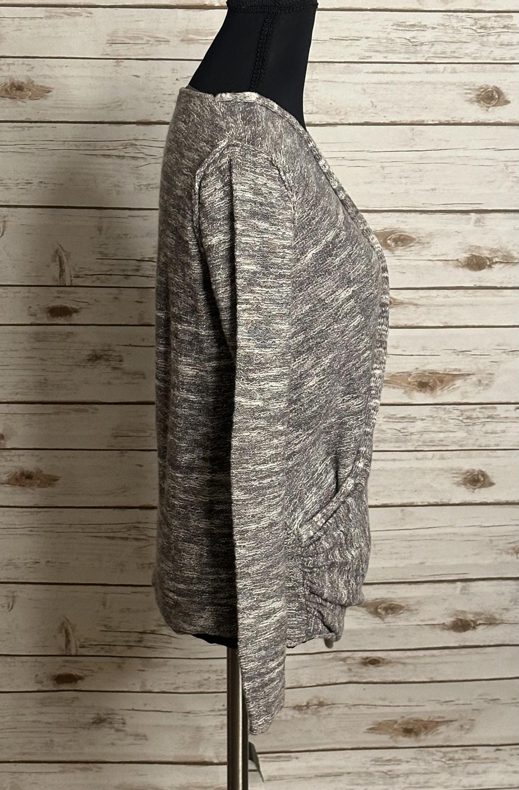 Free People taupe cotton/linen V surplice wrap front marled knit sweater Size S