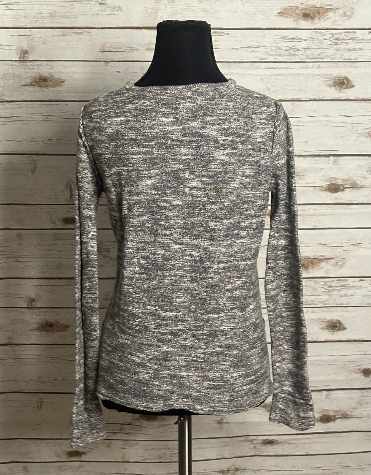 Free People taupe cotton/linen V surplice wrap front marled knit sweater Size S