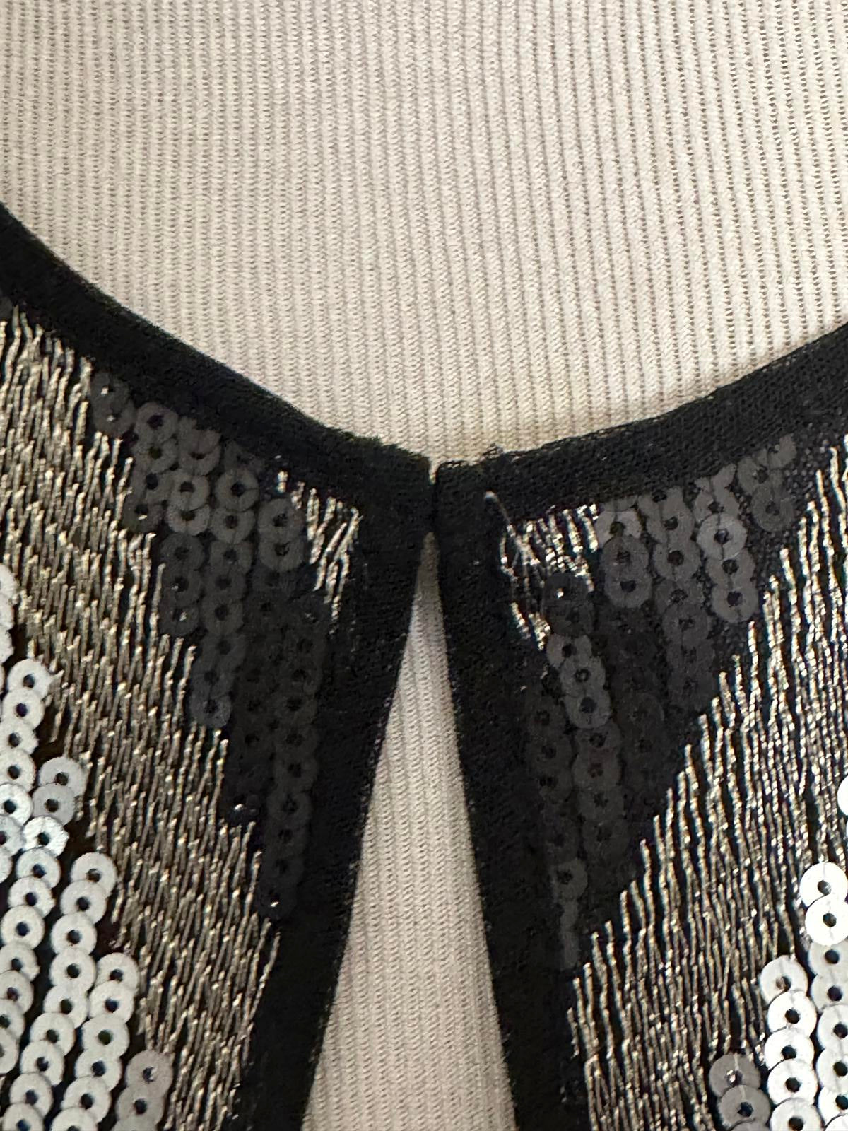 Travelers by Chico's black/silver sequin chevron open front jacket Size 2/L/12