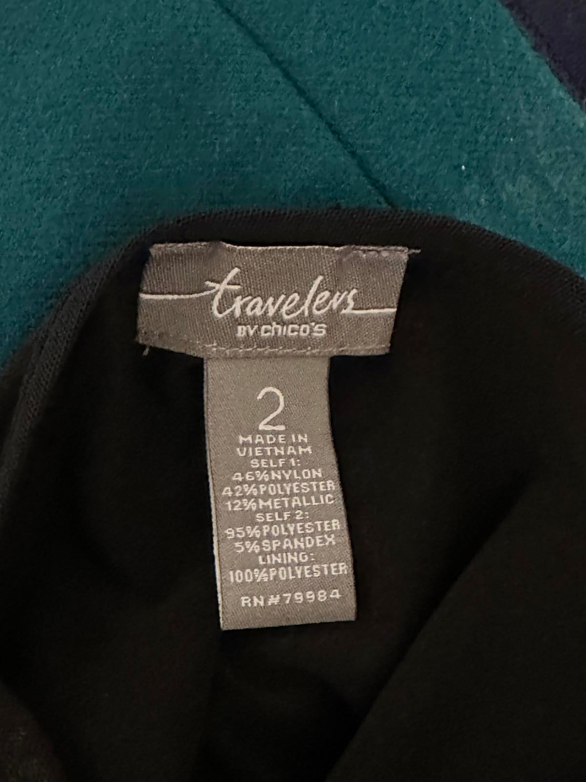 Travelers by Chico's black/silver sequin chevron open front jacket Size 2/L/12