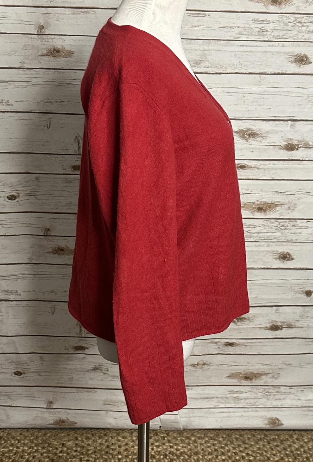 Preston & York red cashmere/lambswool button-front cardigan sweater Size Large