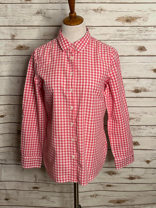 Tommy Hilfiger cotton pink/white gingham long sleeve button-up shirt Size Large