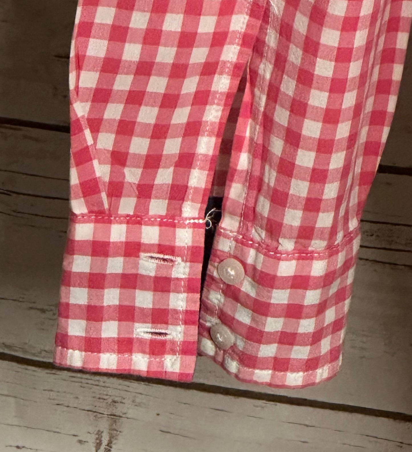 Tommy Hilfiger cotton pink/white gingham long sleeve button-up shirt Size Large