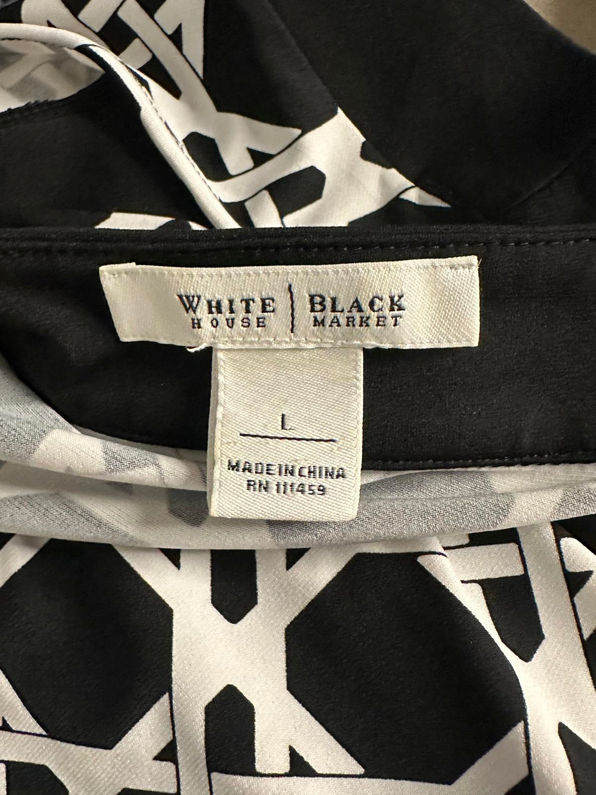 White House Black Market black/white geometric keyhole sleeveless tunic Size L