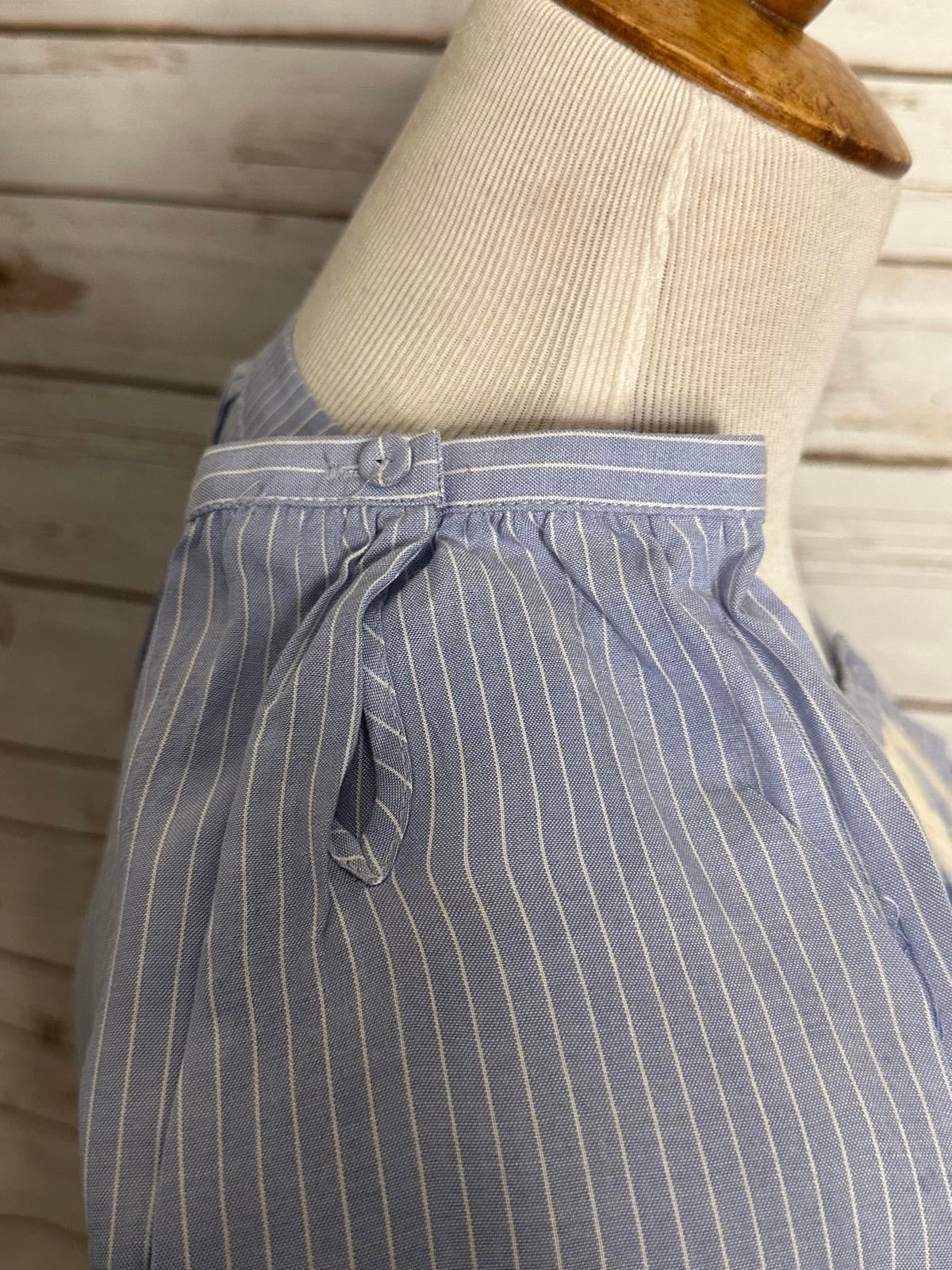 Anthropologie Daniel Rainn boho light blue/white pinstripe lace inset blouse Size Large