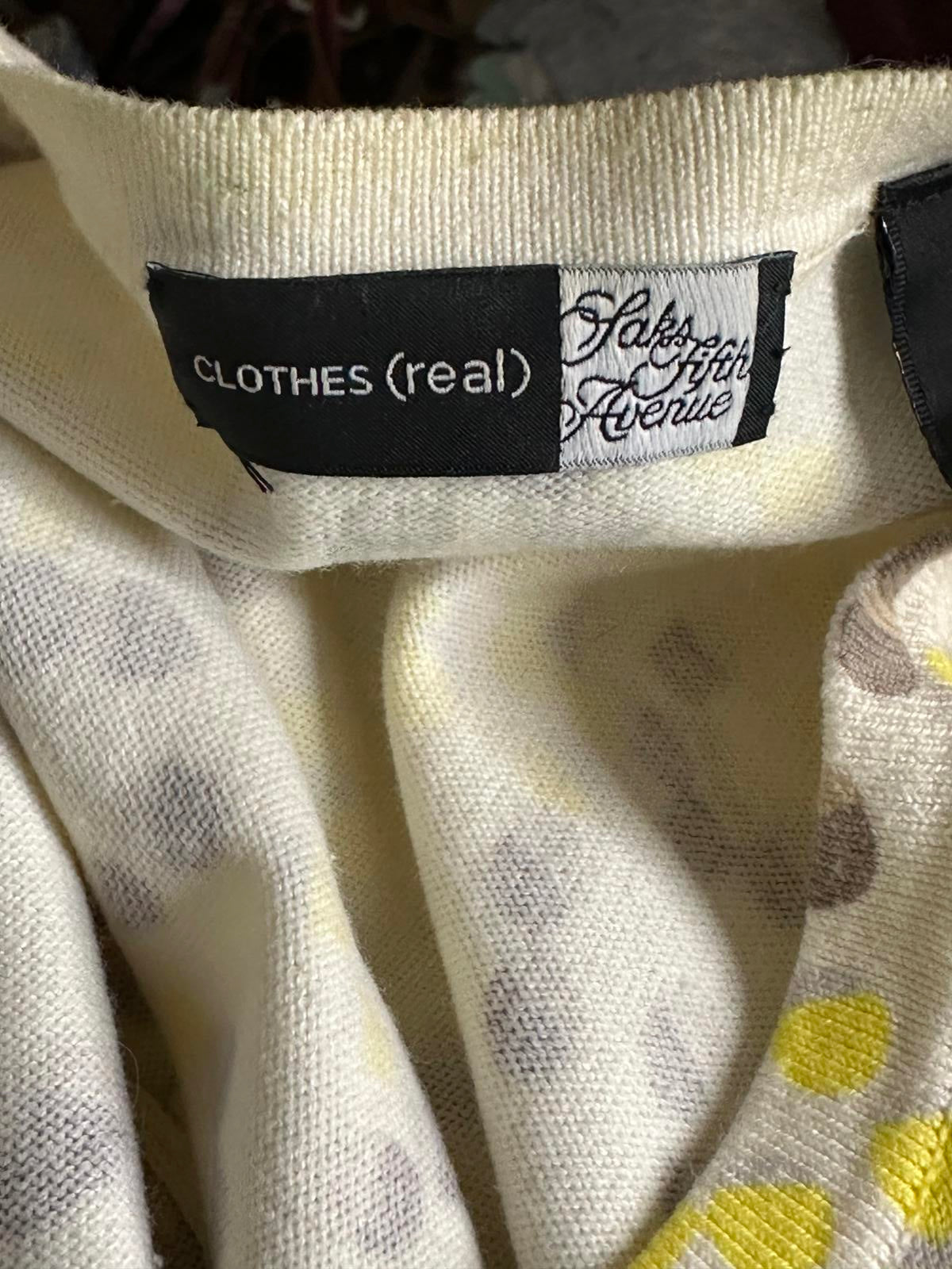 Saks Fifth Avenue Clothes Real polka-dot button front cardigan sweater Size L