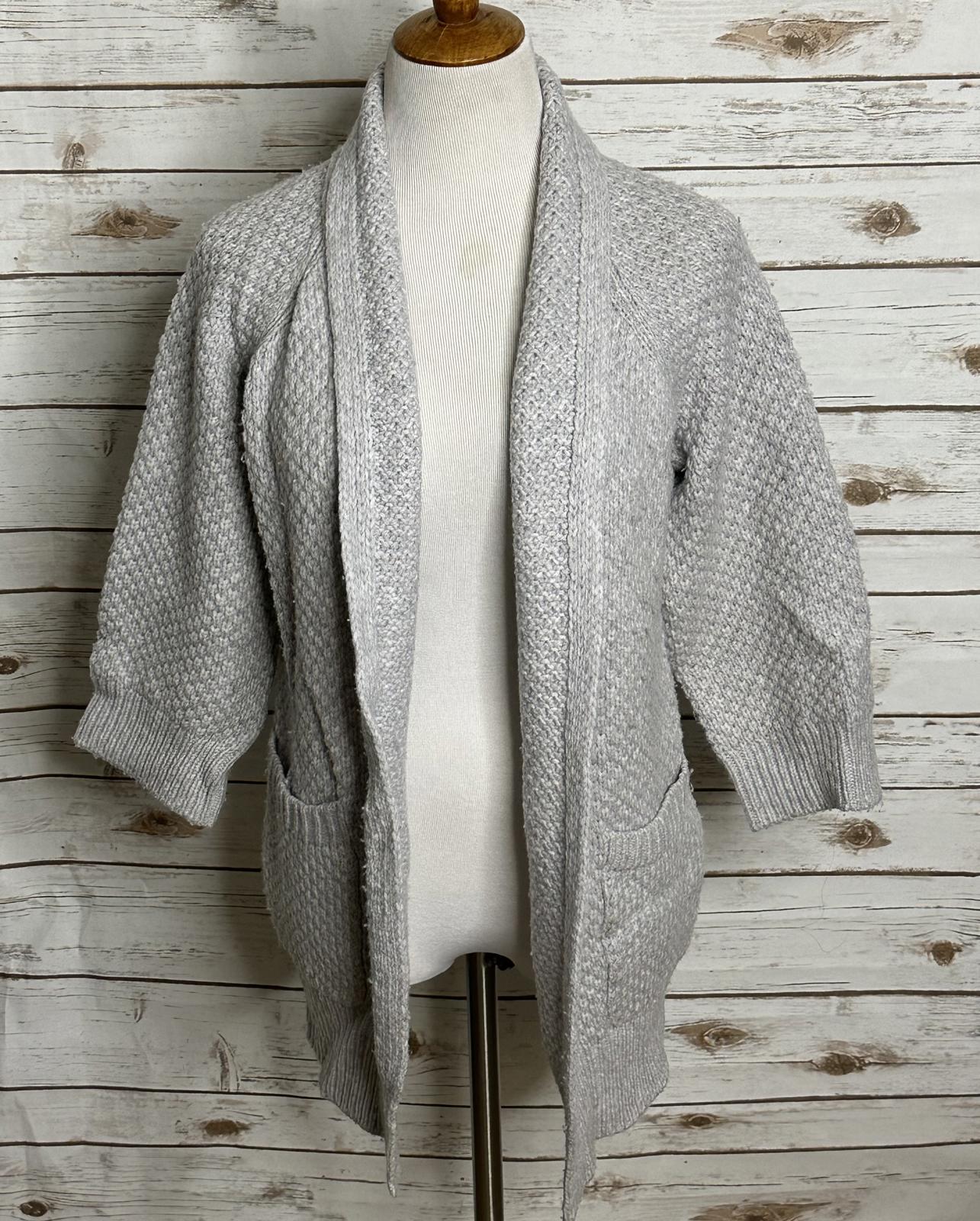 Vince lagenlook wool/cashmere grey chunky textured open cardigan sweater Size XS