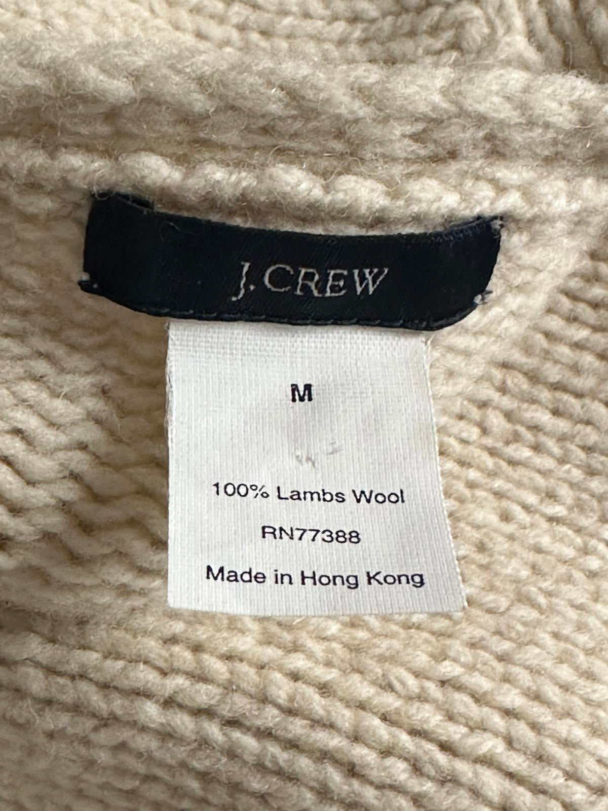 J.Crew classic cream lambswool long sleeve w/ elbow patch V-neck sweater Medium