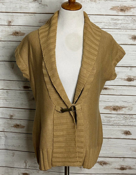 Lauren Ralph Lauren tan linen/cotton shawl collar toggle cardigan sweater Medium