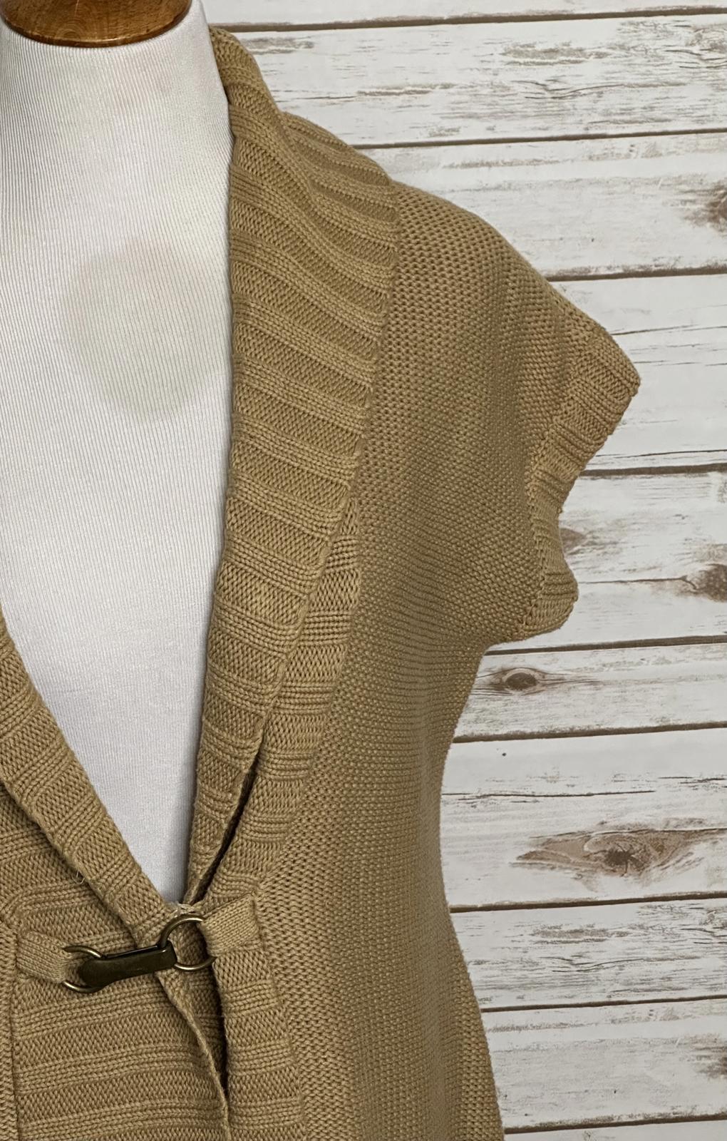 Lauren Ralph Lauren tan linen/cotton shawl collar toggle cardigan sweater Medium